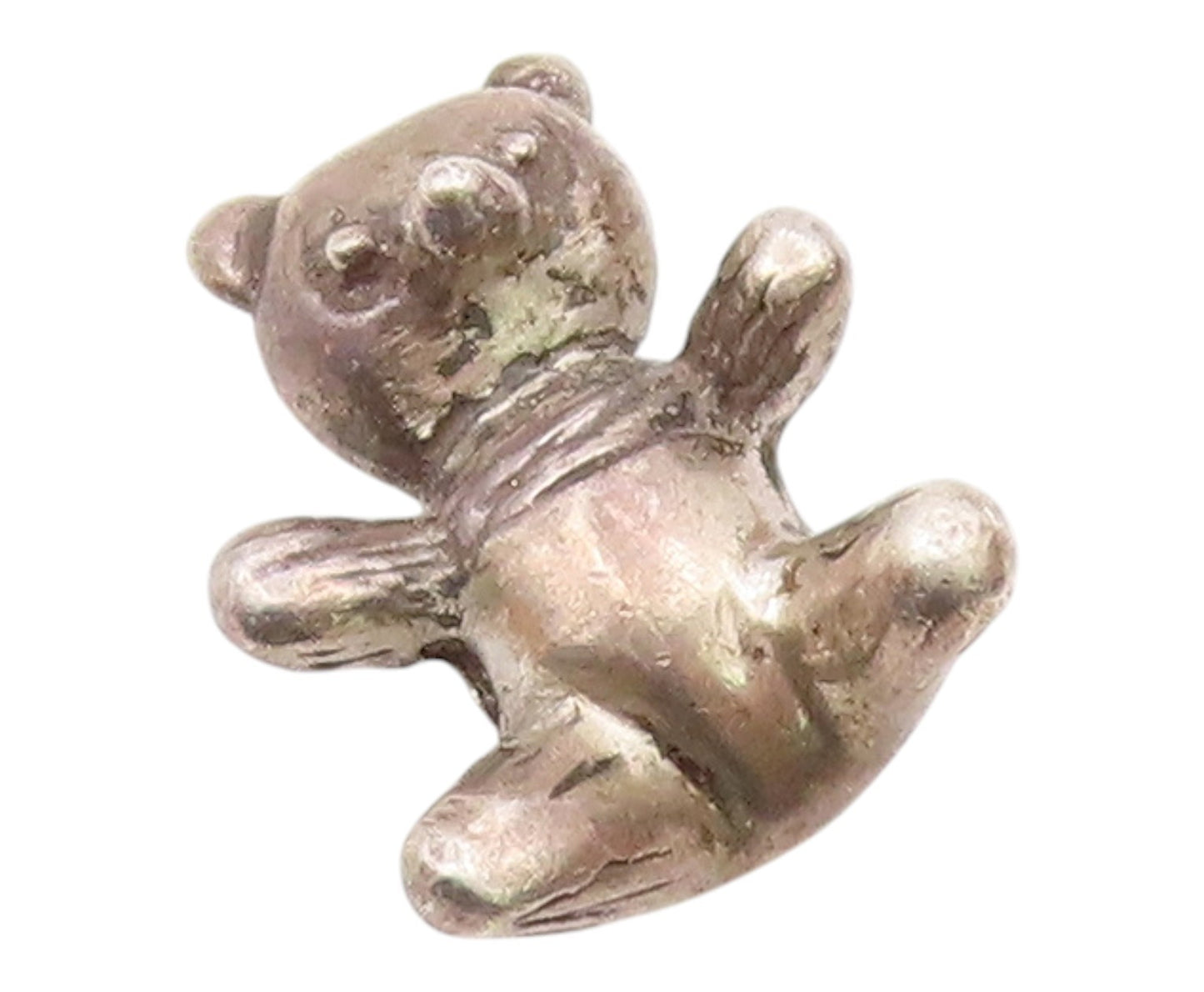 925 Sterling Silver  Vintage Dark Tone Teddy Bear Motif Pendant  PT17361