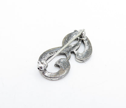 925 Sterling Silver  Vintage Petite Sparkling P Initial Brooch Pin  BP1104