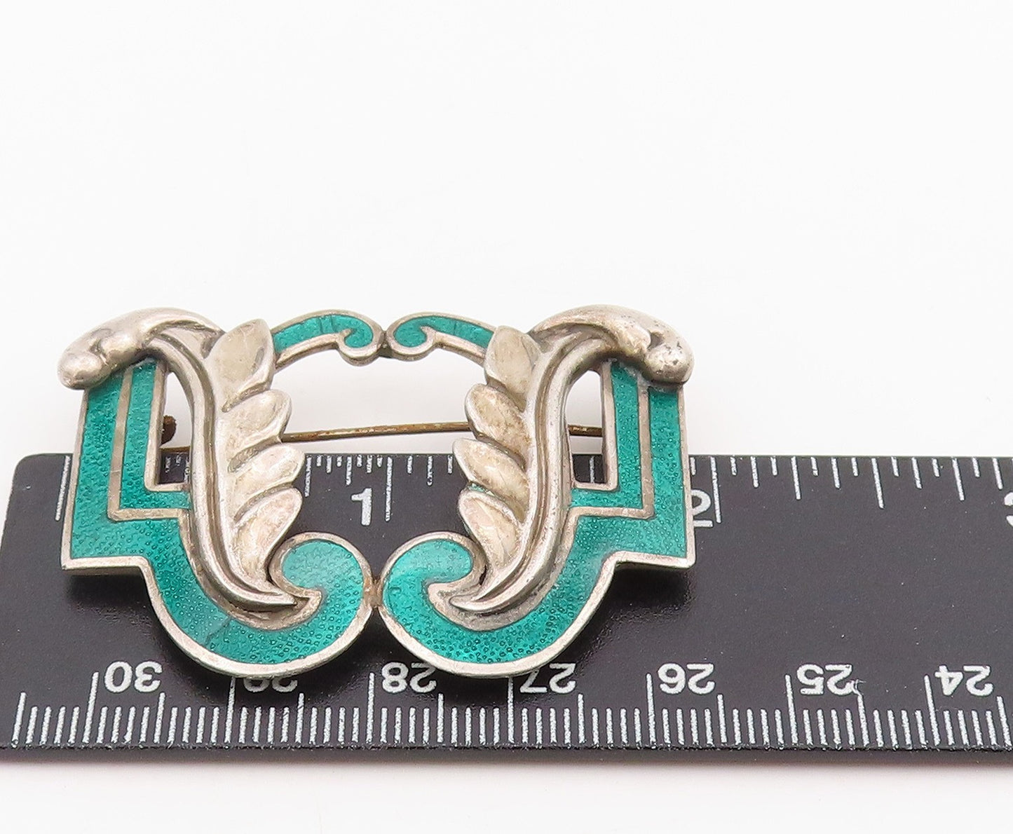 925 Sterling Silver Vintage Brooch MARGOT DE TAXCO Enameled Floral Leaf  BP12073
