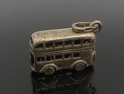 925 Sterling Silver  Vintage Petite Double Decker Bus Pendant  PT19505