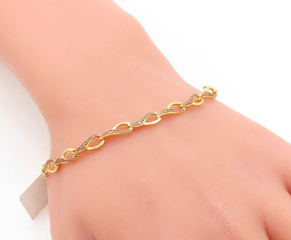 Gold Over 925 Sterling Silver Genuine Diamond Two Tone Tennis Bracelet BT1089
