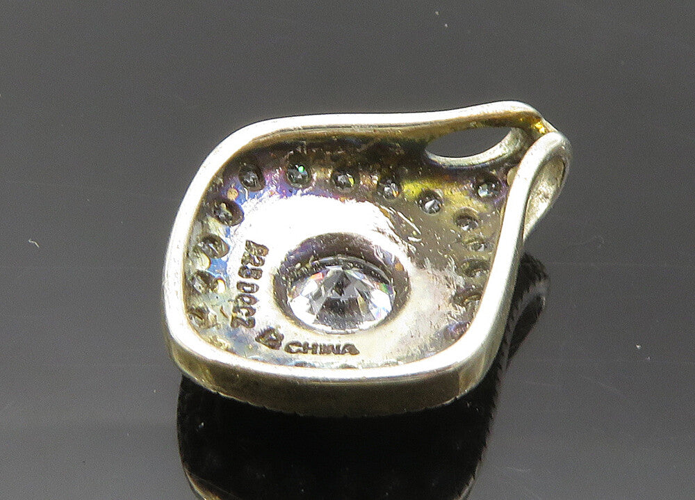 925 Sterling Silver  Vintage Sparkling Cubic Zirconia & Enamel Pendant PT16528