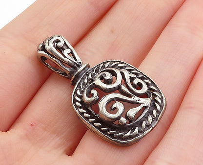 925 Sterling Silver  Vintage Open Swirl Dome Twist Detail Drop Pendant  PT4225