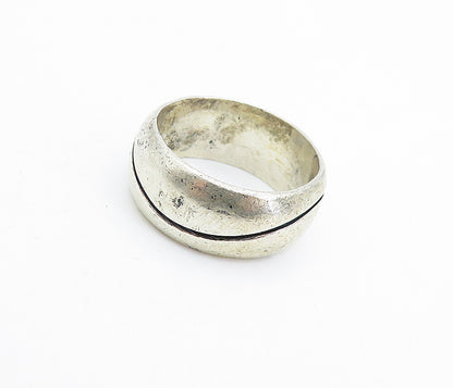 MEXICO 925 Sterling Silver  Vintage Etched Wavy Detail Band Ring Sz 8  RG6641