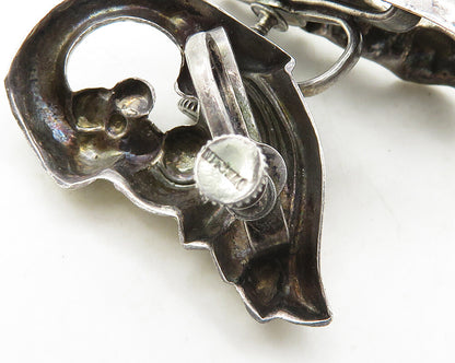 925 Sterling Silver  Vintage Floral Swirl Non Pierce Drop Earrings  EG9719