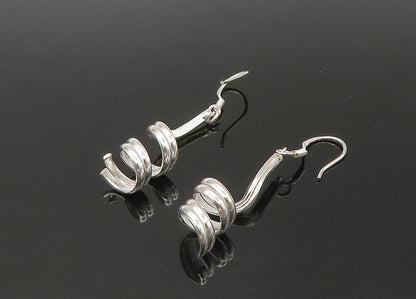 925 Sterling Silver  Vintage Shiny Polished Spiral Dangle Earrings  EG11033