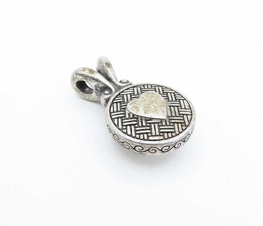 925 Sterling Silver  Vintage Cubic Zirconia 2 Tone Twist Drop Pendant  PT2989