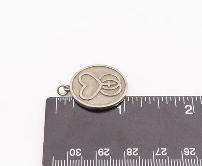 925 Sterling Silver Vintage Pendant DIEGES & CLUST Carved Heart & Cross  PT23037