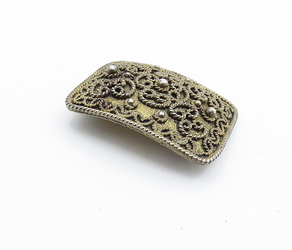 TOPAZIO PORTUGAL 925 Silver  Vintage Pretzel Twist Detail Brooch Pin  BP2656