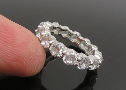 925 Sterling Silver  Vintage Cubic Zirconia Eternity Band Ring Sz 5  RG22811