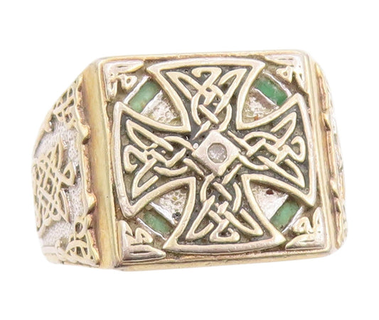 925 Sterling Silver Vintage Ring CHINESE EXPORT Real Diamond Cross Sz 11 RG34751