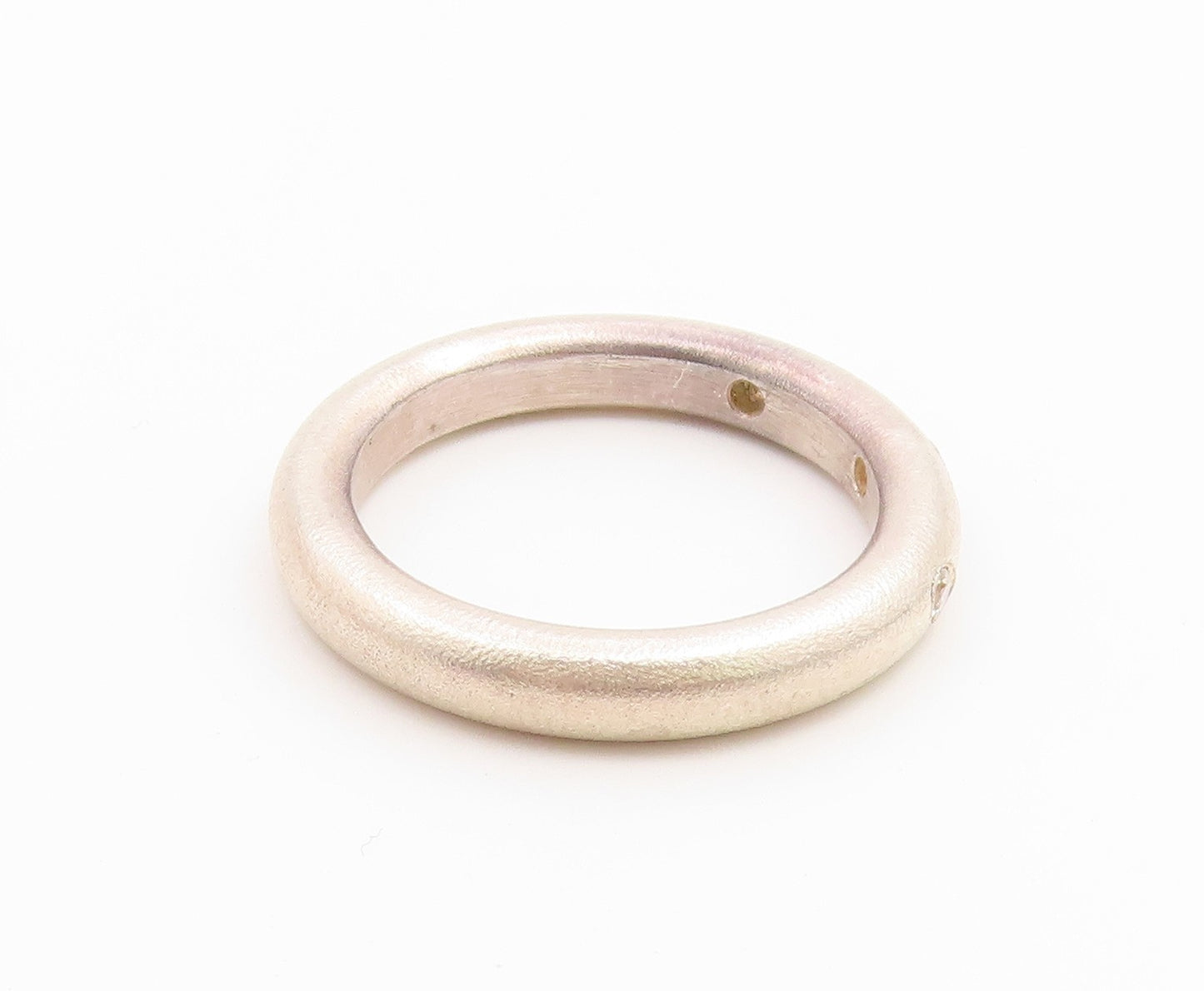 925 Sterling Silver Vintage Ring Minimalist Flush Set CZ Band  Sz 9  RG36868