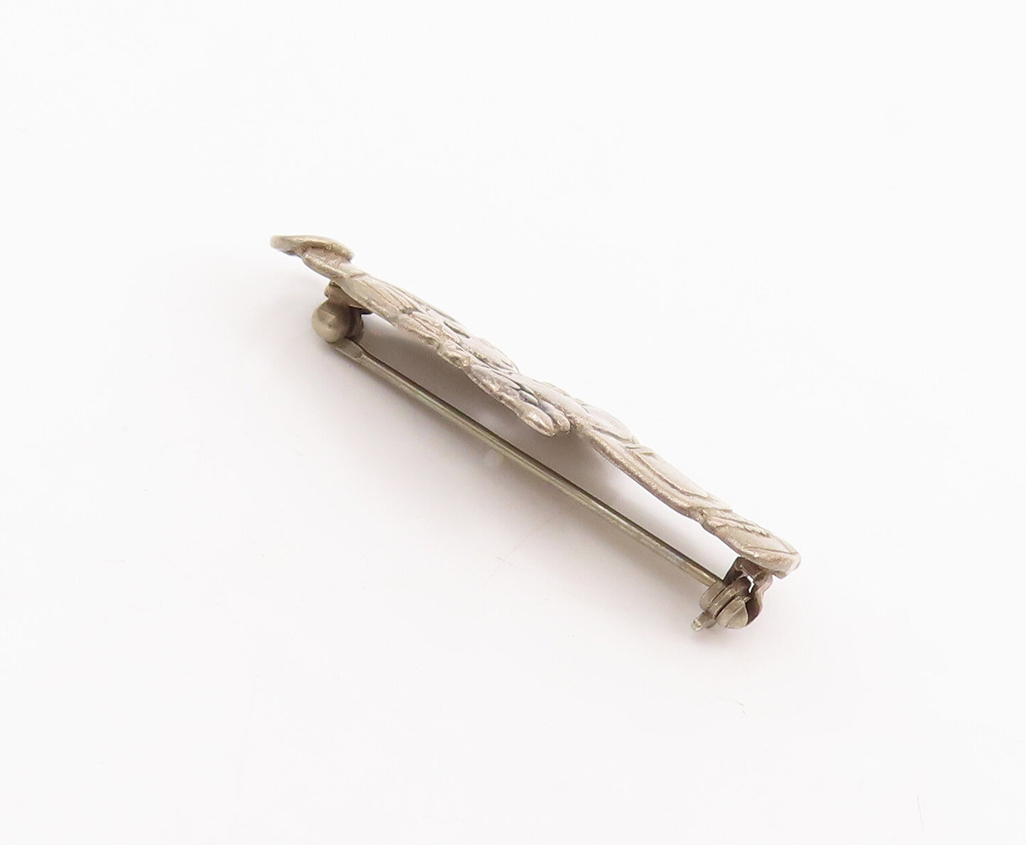 925 Sterling Silver Vintage Brooch Pin PMI Carved Cute Little Girl  BP10959