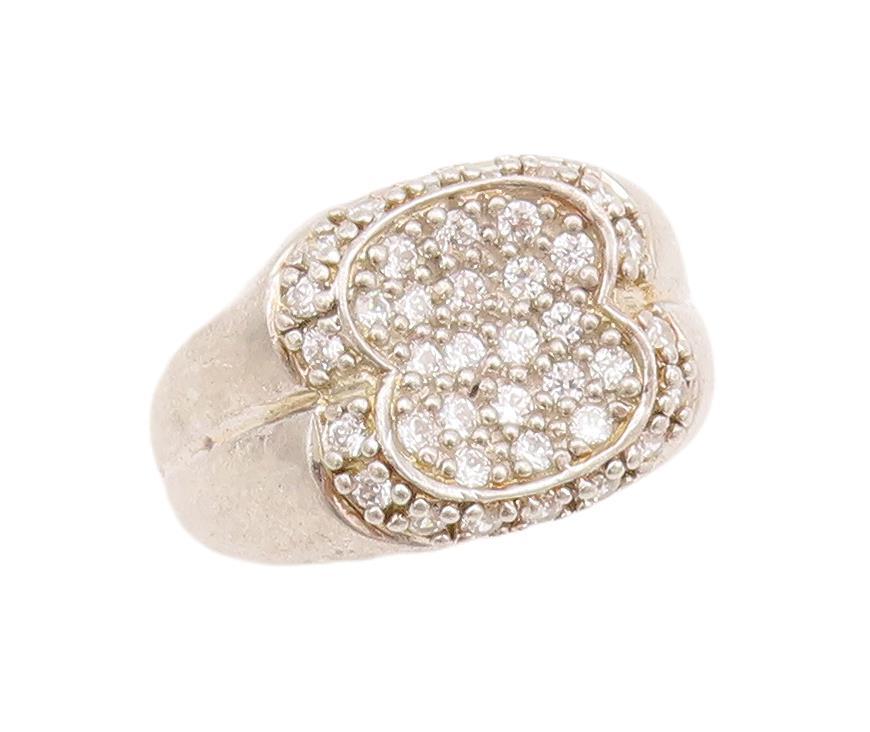 925 Sterling Silver Vintage Ring Designer CZ Inlay Solid Carved  Sz 7  RG28231