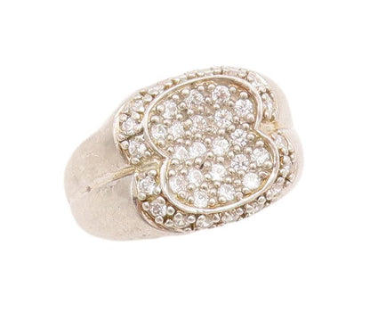 925 Sterling Silver Vintage Ring Designer CZ Inlay Solid Carved  Sz 7  RG28231