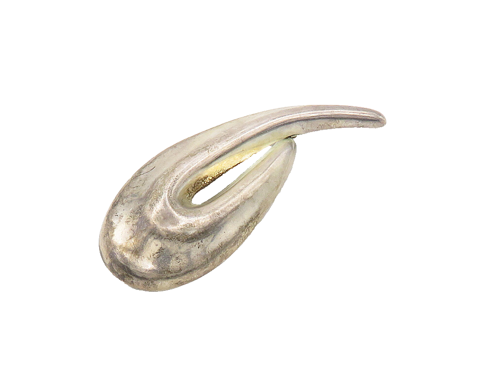 ZINA 925 Silver  Vintage Smooth Shiny Modernist Swirl Brooch Pin  BP7770