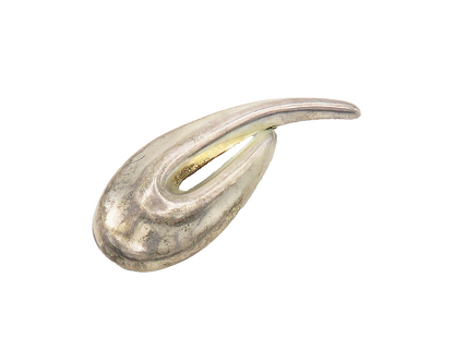 ZINA 925 Silver  Vintage Smooth Shiny Modernist Swirl Brooch Pin  BP7770