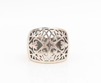 925 Sterling Silver Vintage Ring Intricate Scrollwork Wide Band  Sz 7  RG34897