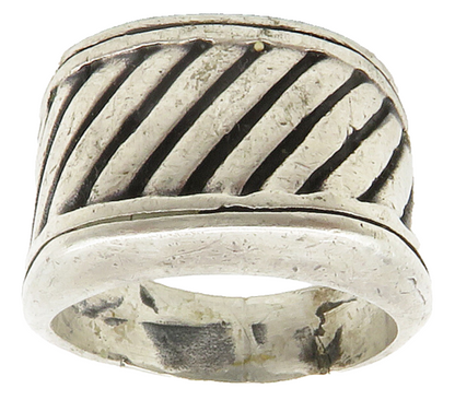 925 Sterling Silver  Vintage Shiny Slanted Dome Band Ring Sz 8  RG14848