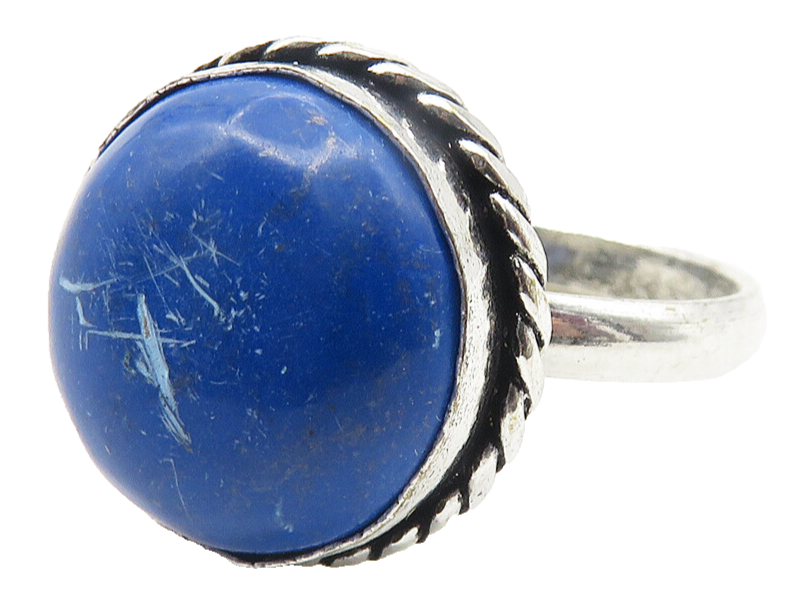 MEXICO 925 Sterling Silver Vintage Lapis Lazuli Cocktail Ring Sz 9.5  RG11669