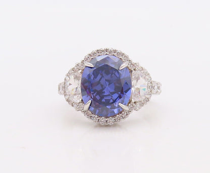 925 Sterling Silver Vintage Ring Designer Cutout Sapphire & Topaz  Sz 7  RG30043