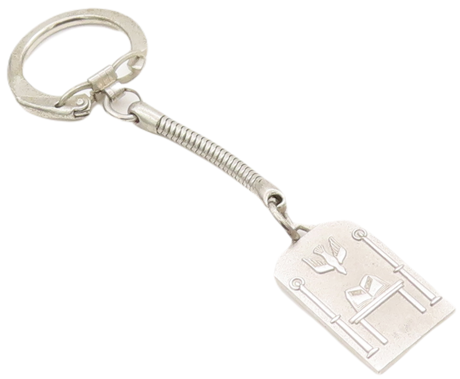 925 Sterling Silver Vintage Key Chain Solid Religious Carved  TR3766