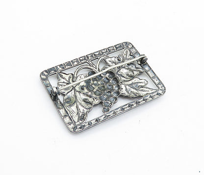 925 Sterling Silver  Vintage Antique Grape Bunch Square Brooch Pin  BP2693