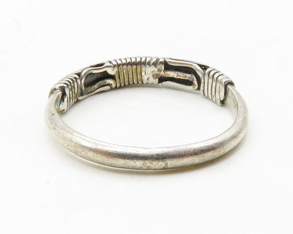 925 Sterling Silver Vintage Dark Tone Wire Swirl Band Ring Sz 7 RG13609