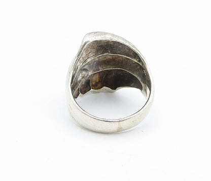 925 Sterling Silver  Vintage Dark Tone Fluted Design Band Ring Sz 8  RG5987