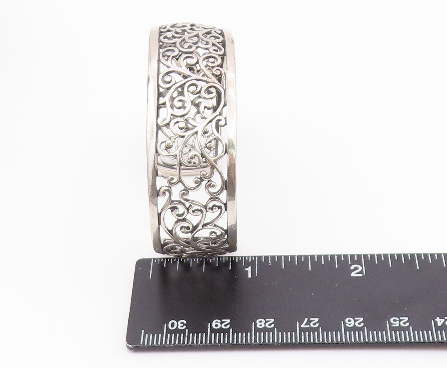 ROSS SIMON 925 Sterling Silver  Vintage Shiny Swirl Vine Cuff Bracelet  BT8859