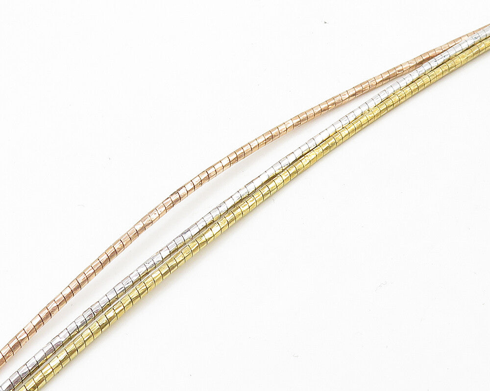 925 Sterling Silver Shiny Three Tone Multi Strand Collar Necklace NE3205