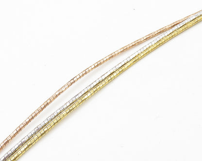 925 Sterling Silver Shiny Three Tone Multi Strand Collar Necklace NE3205