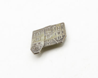 MFA 925 Sterling Silver  Vintage Shiny Dark Tone House Brooch Pin  BP7657