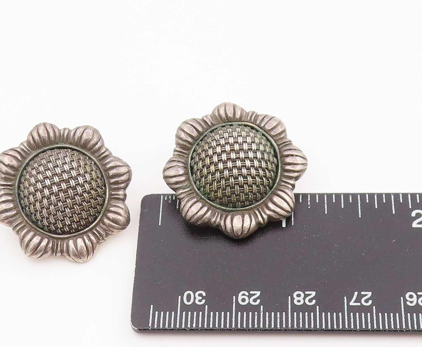 925 Sterling Silver Vintage Earrings JOHN HARDY Woven Sunflower Clip On  EG13790
