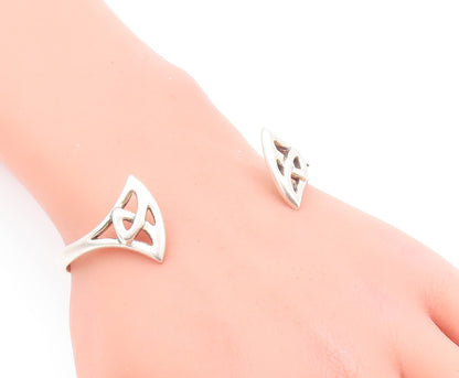 925 Sterling Silver Vintage Bracelet Solid Celtic Knot Cutout Cuff  BT10551
