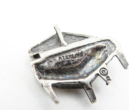 925 Sterling Silver  Vintage Dark Tone Open Grand Piano Motif Pendant  PT4368