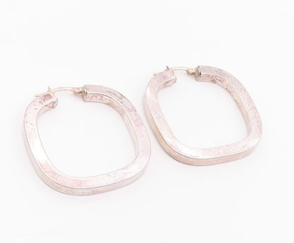 925 Sterling Silver Vintage Earrings Minimalist Geometric Square Hoops  EG14255
