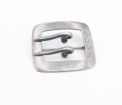 STIEFF 925 Silver  Vintage ERR Etched Initials Belt Buckle Brooch Pin  BP2417
