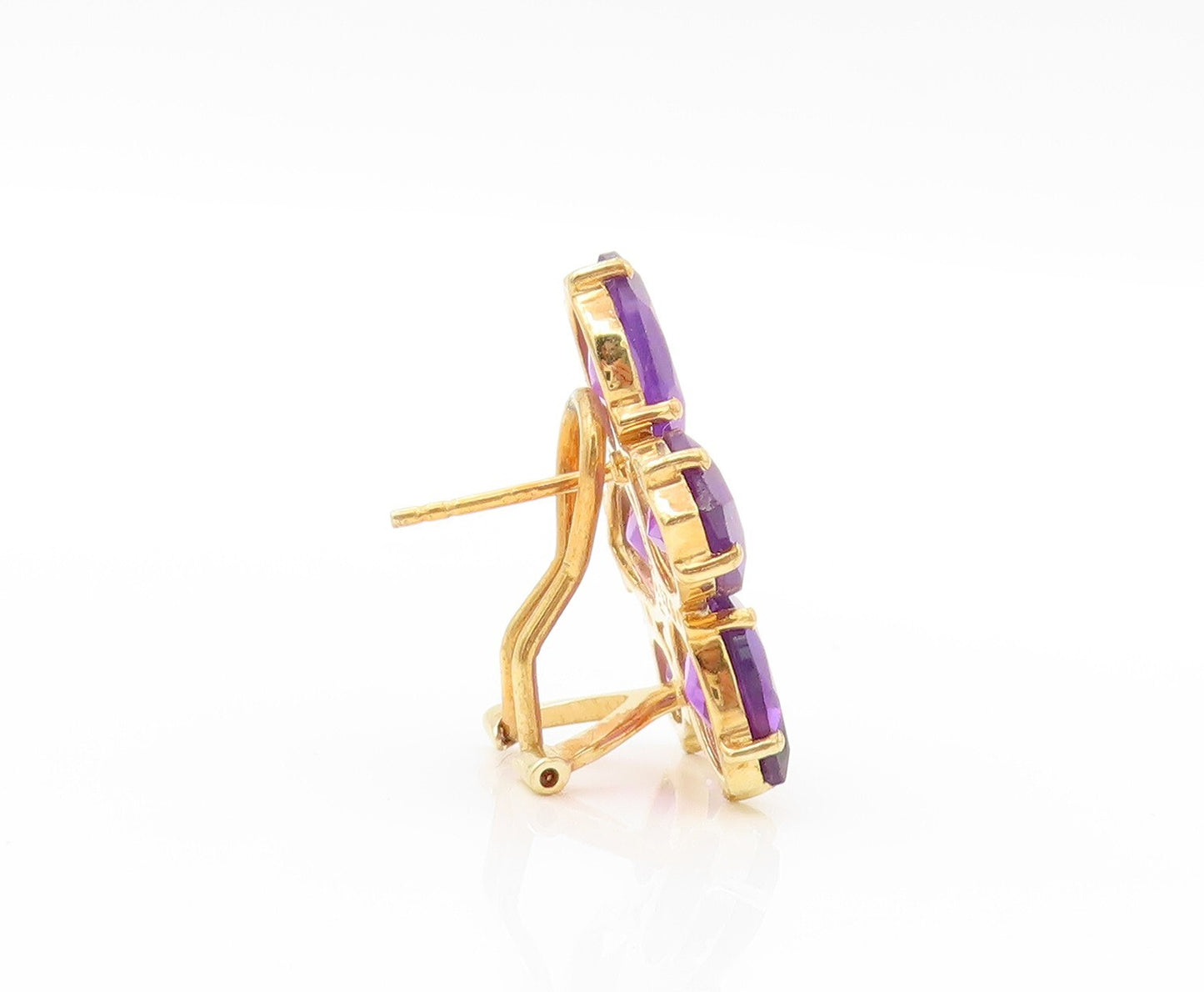 925 Sterling Silver Vintage Earrings Gold Plated Drop Cut Amethyst  EG13384