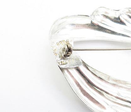 MEXICO 925 Sterling Silver  Vintage Shiny Fluted Design Brooch Pin  BP1660