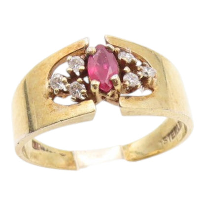 925 Sterling Silver Vintage Ring Gold Plated Ruby & Topaz Band  Sz 9  RG35290