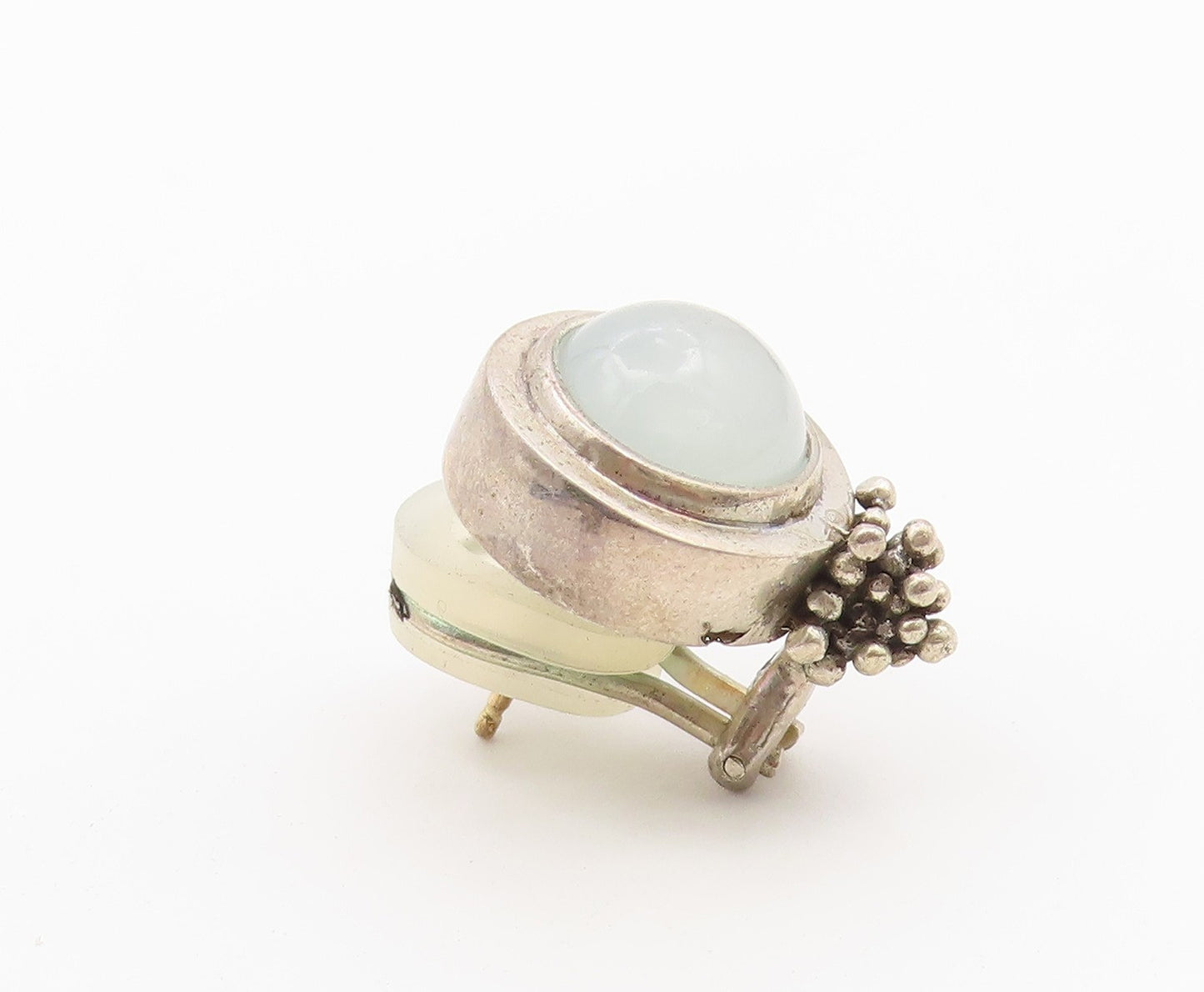 925 Sterling Silver Vintage Earrings MICHAEL DAWKINS Chalcedony Beads  EG14491