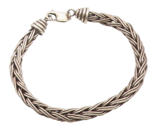 925 Sterling Silver Vintage Bracelet Classic Braided Spiga Chain Design  BT12050