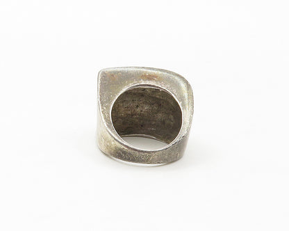 925 Sterling Silver  Vintage Dark Tone Sculpted Dome Band Ring Sz 7  RG17064