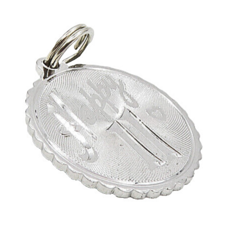 925 Sterling Silver  Shiny Happy 11th Birthday Etched Drop Pendant  PT6765