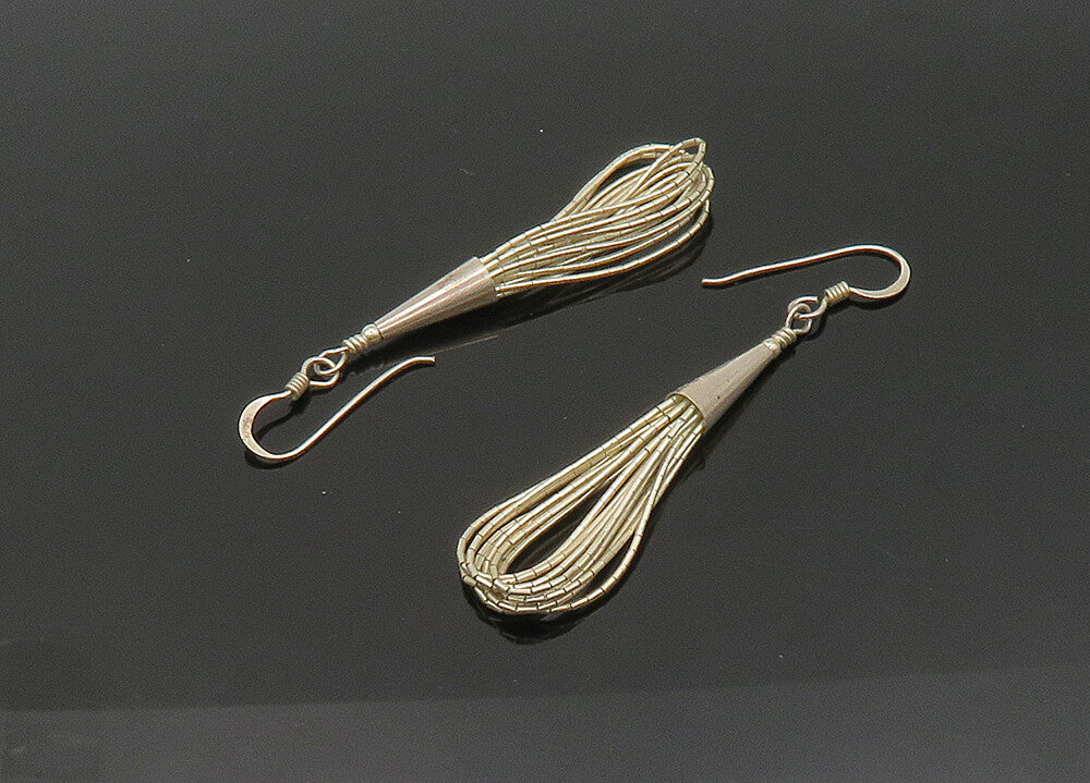 925 Sterling Silver  Vintage Liquid Silver Loop Dangle Earrings  EG10744