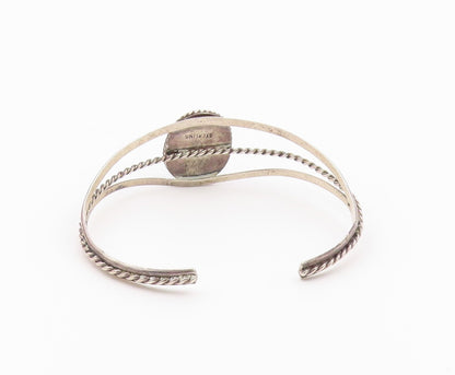 NAKAI NAVAJO 925 Silver  Vintage Cabochon Black Onyx Cuff Bracelet  BT8944