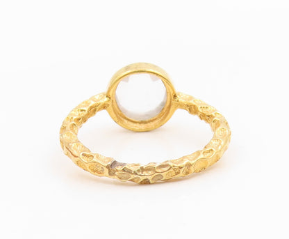 925 Sterling Silver Vintage Ring Gold Plated Quartz Hammered Band  Sz 8  RG35822