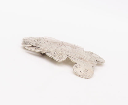 925 Sterling Silver Vintage Brooch Pin MEXICO Solid Etched Teddy Bear  BP11172