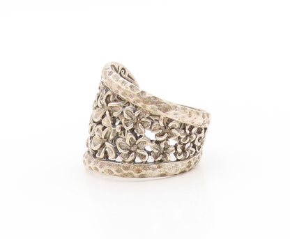 925 Sterling Silver Vintage Ring Daisy Floral Petals Cut Out Band  Sz 7  RG33648